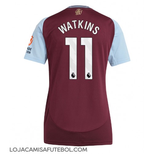 Camisa de Futebol Aston Villa Ollie Watkins #11 Equipamento Principal Mulheres 2024-25 Manga Curta